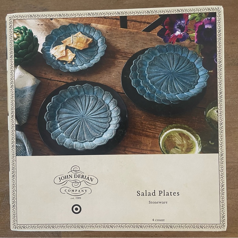 John Derian for Target 4 piece 9” Stoneware Feather Salad Plates (Set of 4) - Picture 6 of 8